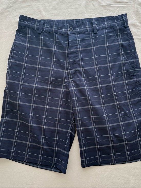 Nike Other - Nike Golf Dri-FIT Men's 32 Navy‎ Blue Plaid Flat Front Golf Shorts 11" Inseam